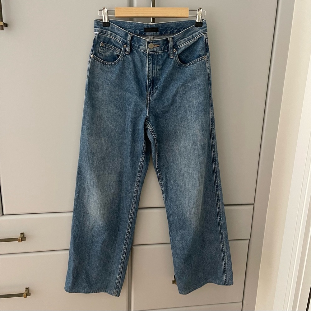 Uniqlo High-rise Wide Leg Baggy Jeans Women’s Blue 100% Cotton